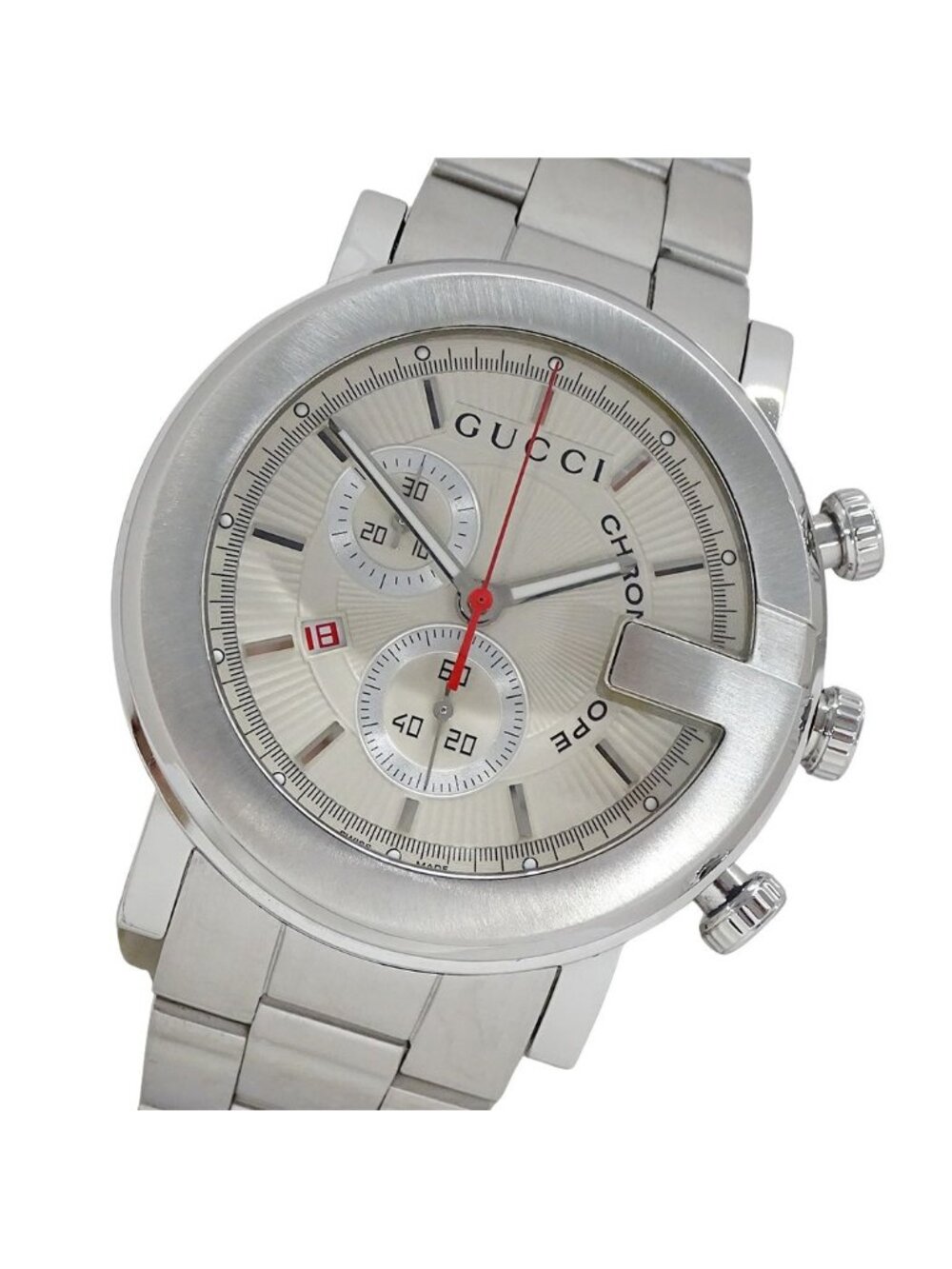 Gucci Watch G Chrono Quartz Stainless Steel Silver White
